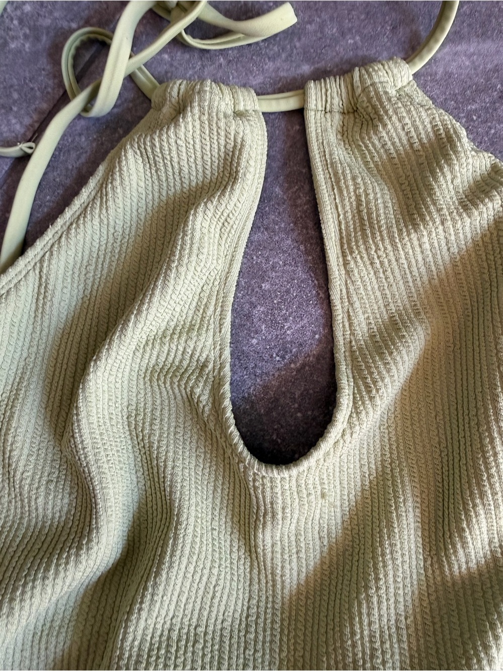 Roxy Light Green Ribbed Halter One-Piece - Picture 6 of 8